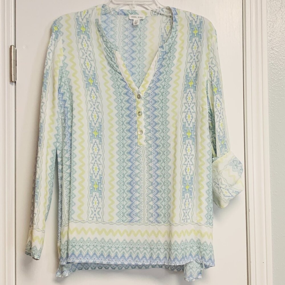 Tribal Jeans Tunic Blouse Size M